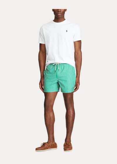 Short de Baño Polo Ralph Lauren Hombre Verdes / Blancos Rayas - 4½-Inch Slim Fit - LIGQS9350